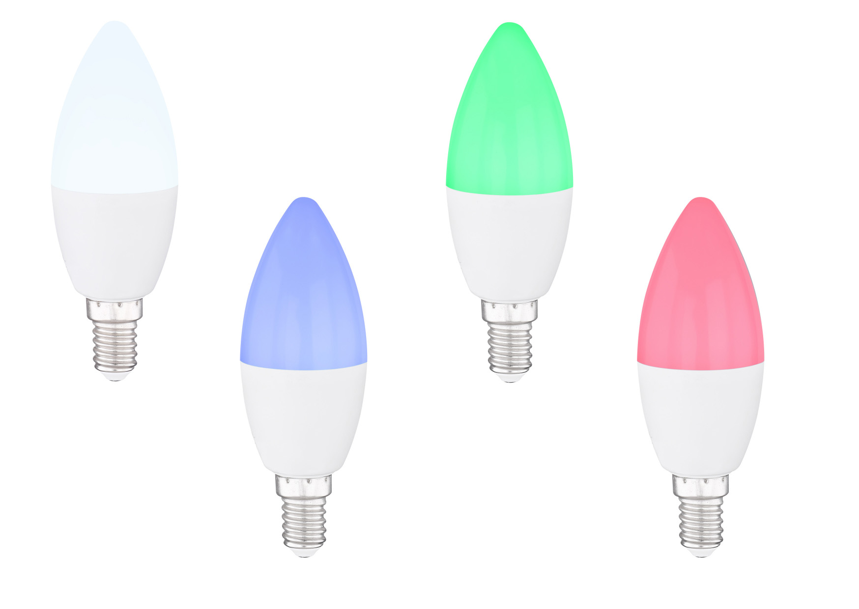SMART sviečková LED žiarovka RGB+biela E14/5W=40W s diaľkovým ovládačom