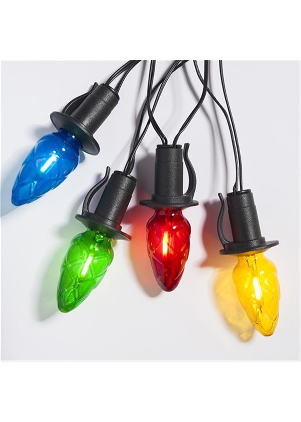 Vonkajšia ledková spájateľná reťaz ŠIŠKA FILAMENT farebná 20xLED/20V/0,2W, 14m, čierna kabeláž+transformátor