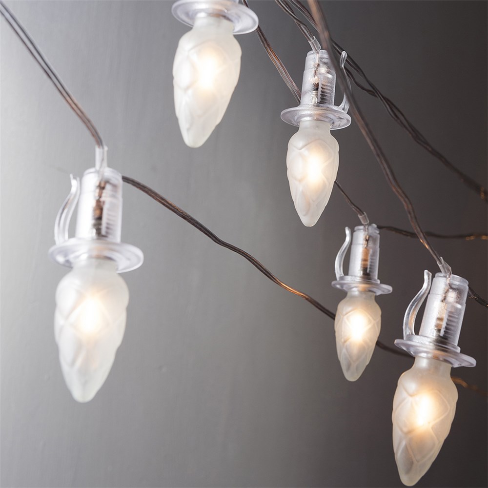 Vonkajšia ledková spájateľná reťaz ŠIŠKA FILAMENT biela 20xLED/20V/0,2W, 14m, číra kabeláž+transformátor