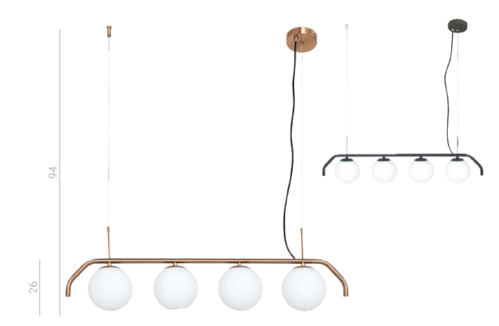 CARIMI visiaci luster čierny 4xG9/5W