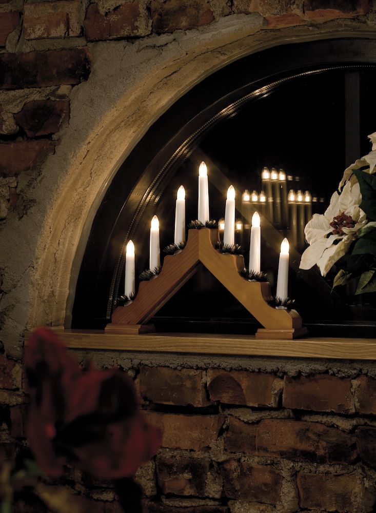 Adventný svietnik drevený DUBOVÝ s LED filament čírymi žiarovkami 7x34V/0,2W