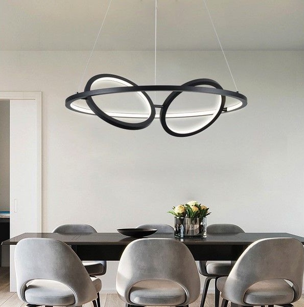 GILIAN závesné svietidlo matné čierne LED/40W/4000K, priemer: 60cm