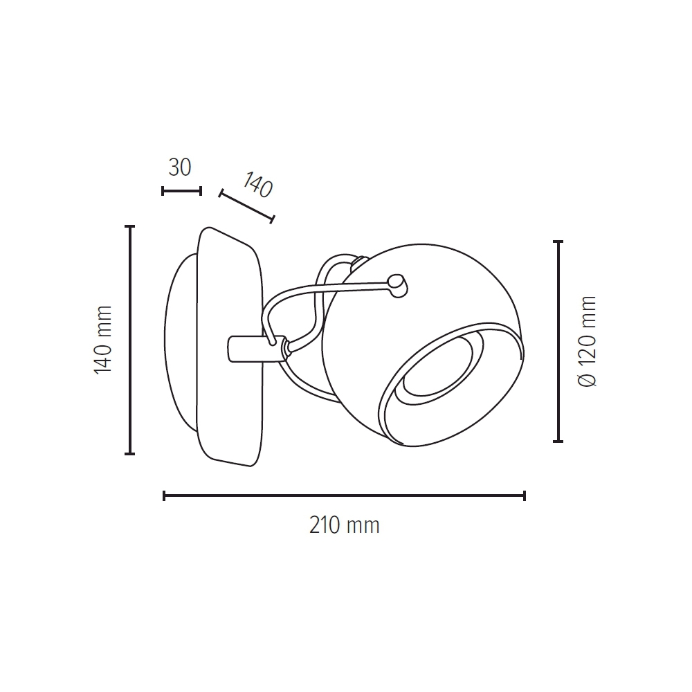 BALL nástenné kovová led lampa 1xLED GU10/5W/ biela/chróm