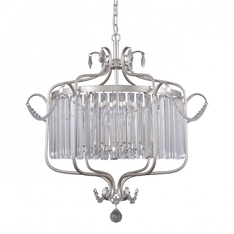 Rinadlo krištáľový visiaci luster strieborný 6xE14/40W, priemer: 66cm