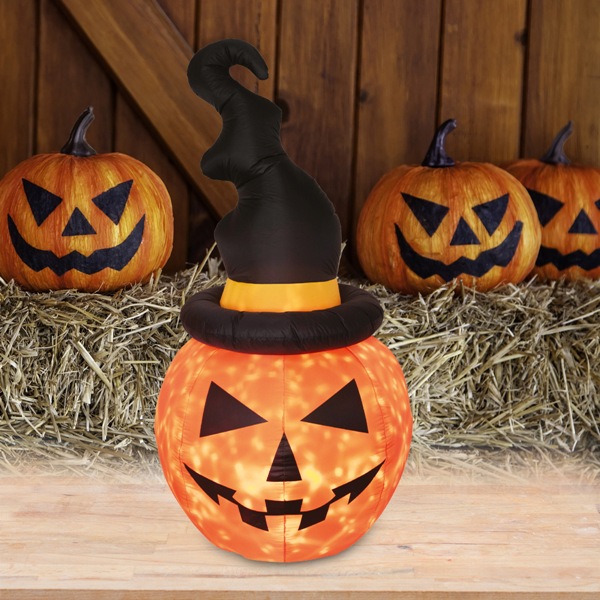 Nafukovacia tekvica s vnútorným LED projektorom, priemer 94cm, výška: 183cm