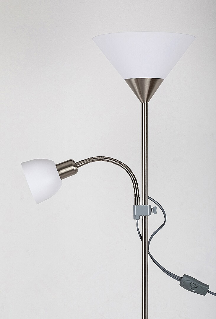 ACTION stojanová lampa matná chrómová 1xE27/100W+1xE14/25W