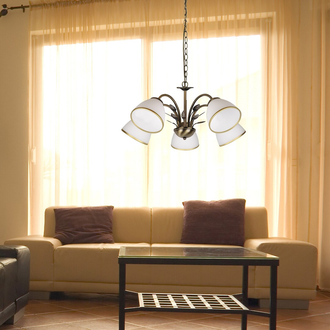 Aletta visiaci luster bronz/biela 5xE214/40W, priemer: 60cm