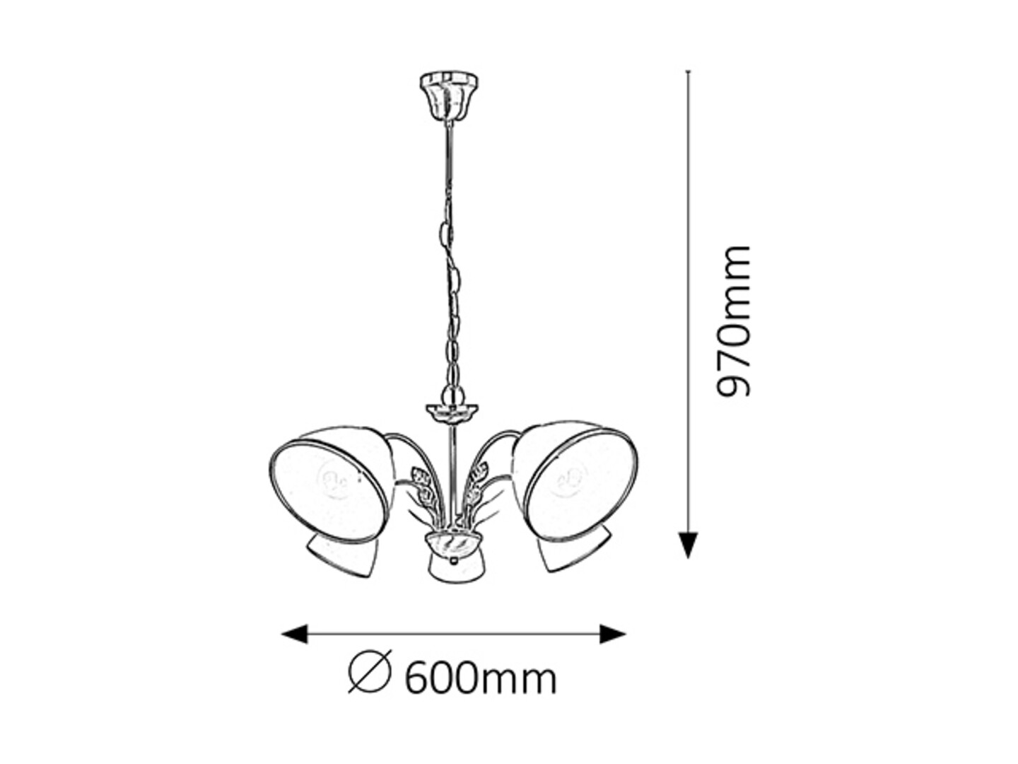 Aletta visiaci luster bronz/biela 5xE214/40W, priemer: 60cm