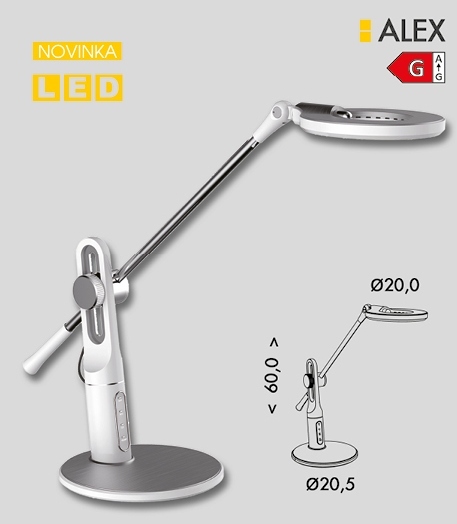 ALEX dotyková stmievateľná stolná led lampa biela/strieborná 10W/3000-6000K 