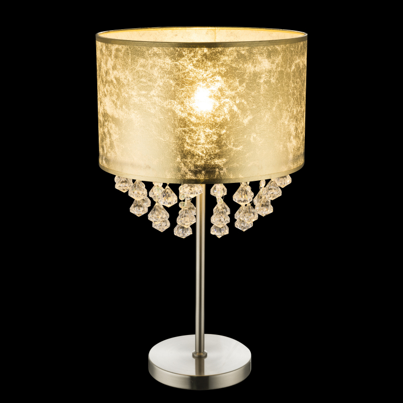 AMY nočná lampa zlatá s plastovými krištálikmi 1xE27/60W, výška: 56cm