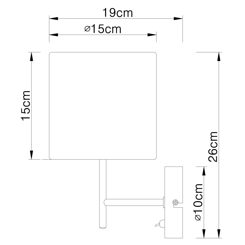 AMY nástenná lampa strieborná s vypínačom 1xE14/40W