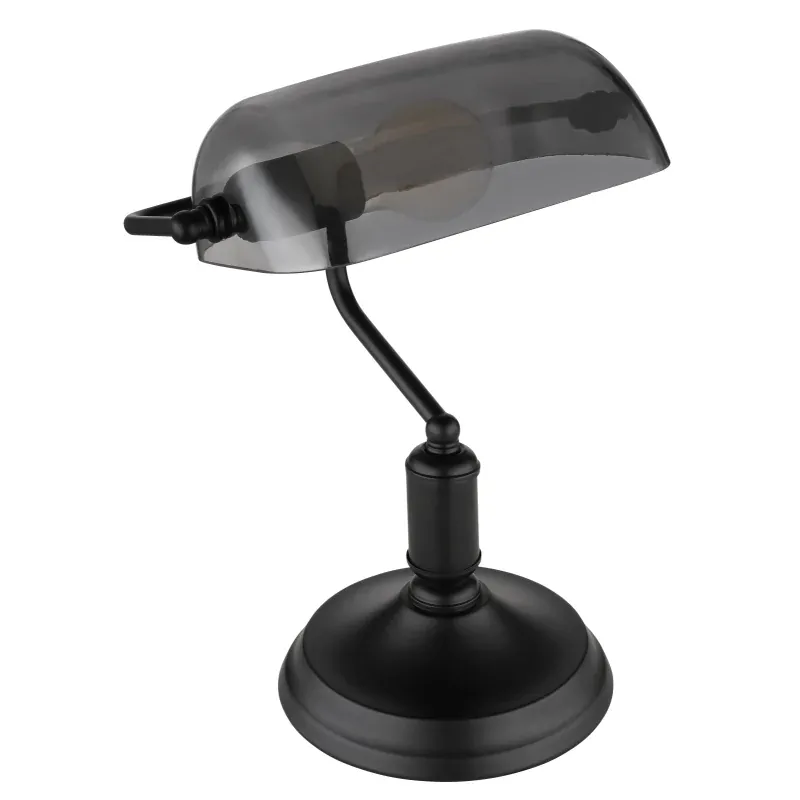 ANTIQUE stolná lampa čierna/dymové sklo 1xE27/60W