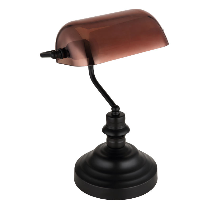 ANTIQUE stolná lampa čierna/medené sklo 1xE27/60W