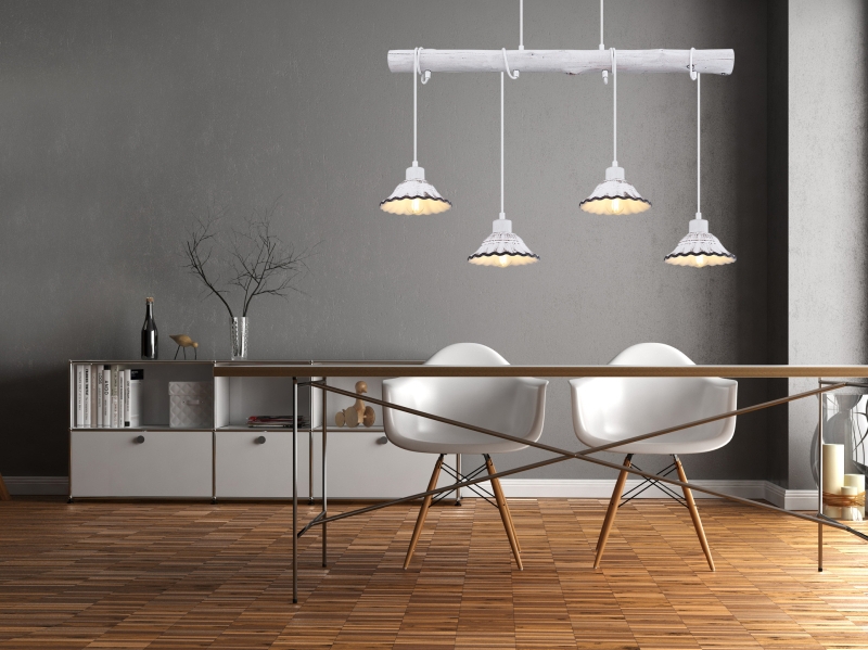 JOWITA visiace svietidlo kov/keramika bielo-čierne 4xE27/40W