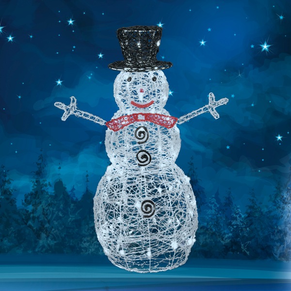 Svietiaca figúrka snehuliak 80LED studená biela/teplá biela, výška: 90cm