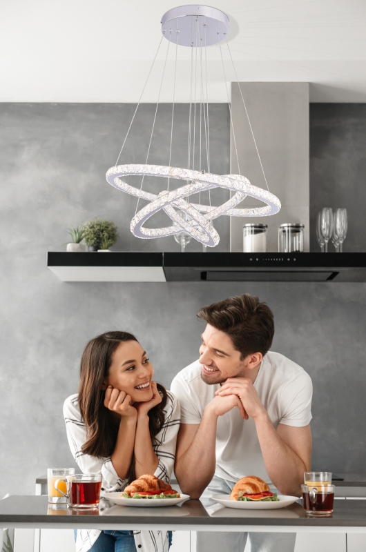 MARILYN krištáľový ledkový luster 3kruhy 1xLED/76W + diaľkové ovládanie