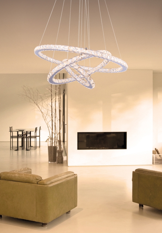 MARILYN krištáľový ledkový luster 3kruhy 1xLED/76W + diaľkové ovládanie