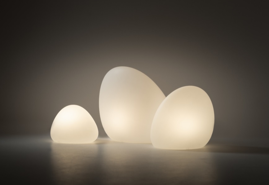 Záhradné svietidlo STONE L biele plastové 1xE27/25W, IP44, 80x65cm