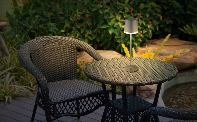 Solárne stolové led svietidlo antracitové 10xLED 0,06W/3V/3000K, IP44