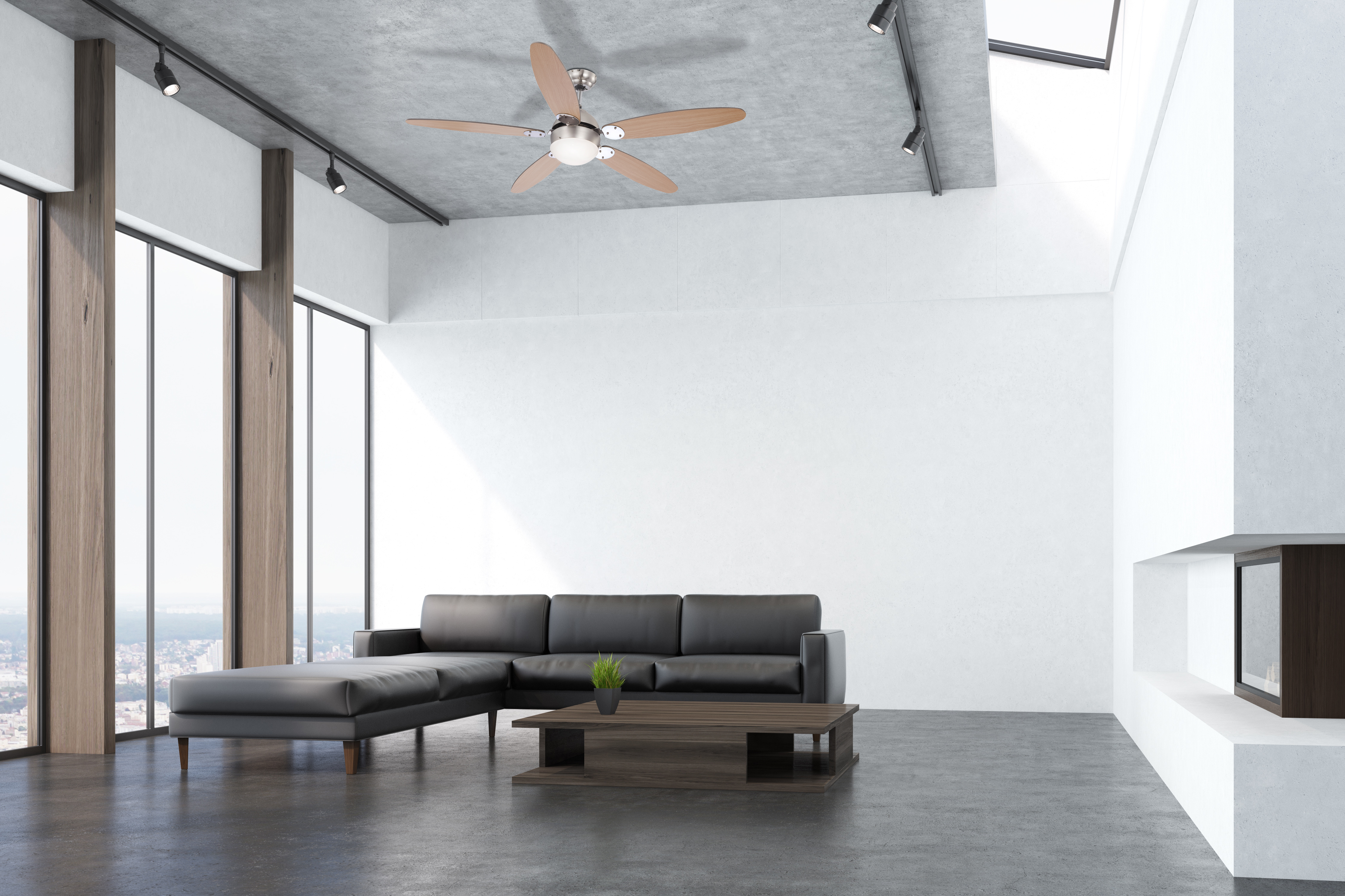 AZURA stropný ventilátor so svetlom 1xE14/60W, buk/grafit