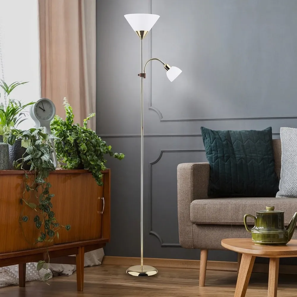 ACTION stojanová lampa zlatá 1xE27/100W+1xE14/25W