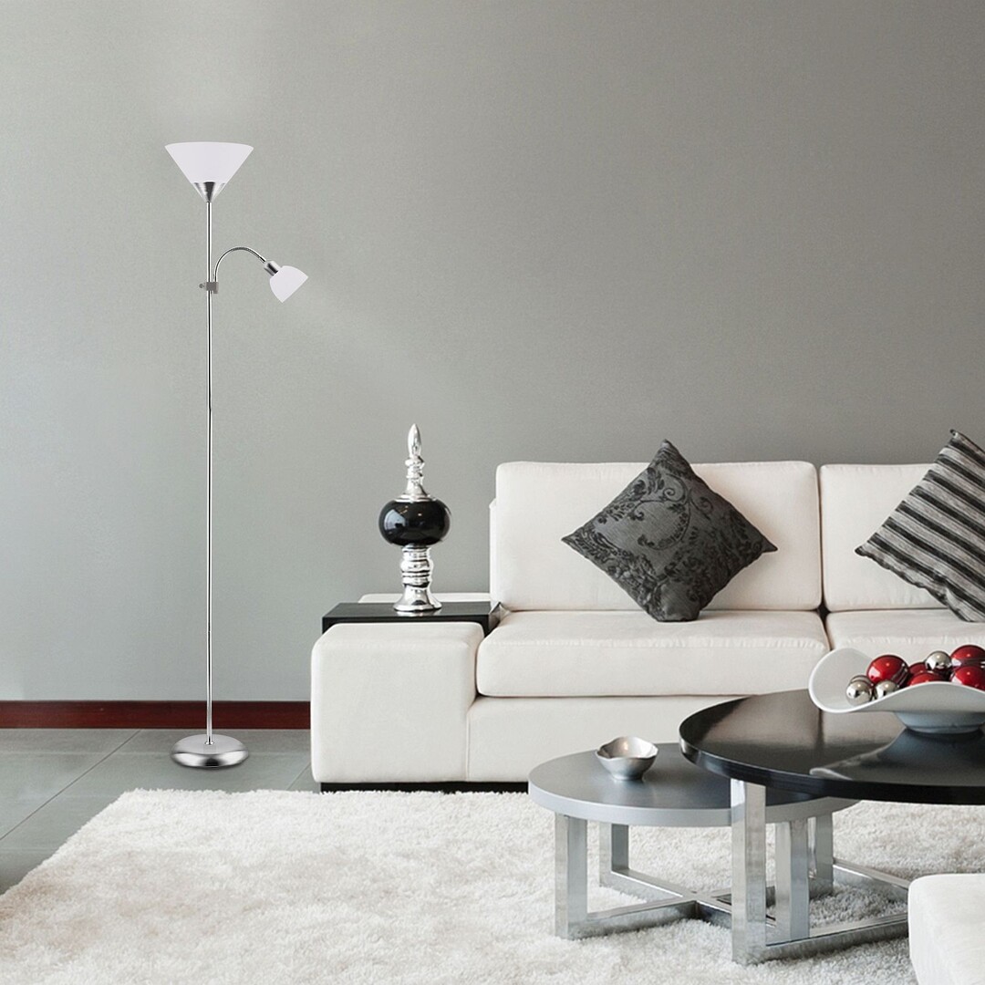 ACTION stojanová lampa matná chrómová 1xE27/100W+1xE14/25W