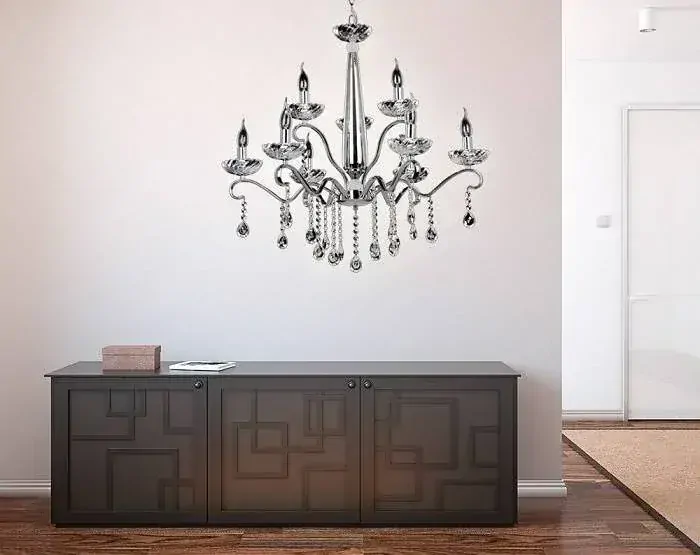 ALESSA visiaci luster chróm s krištálikmi 9xE14/40W