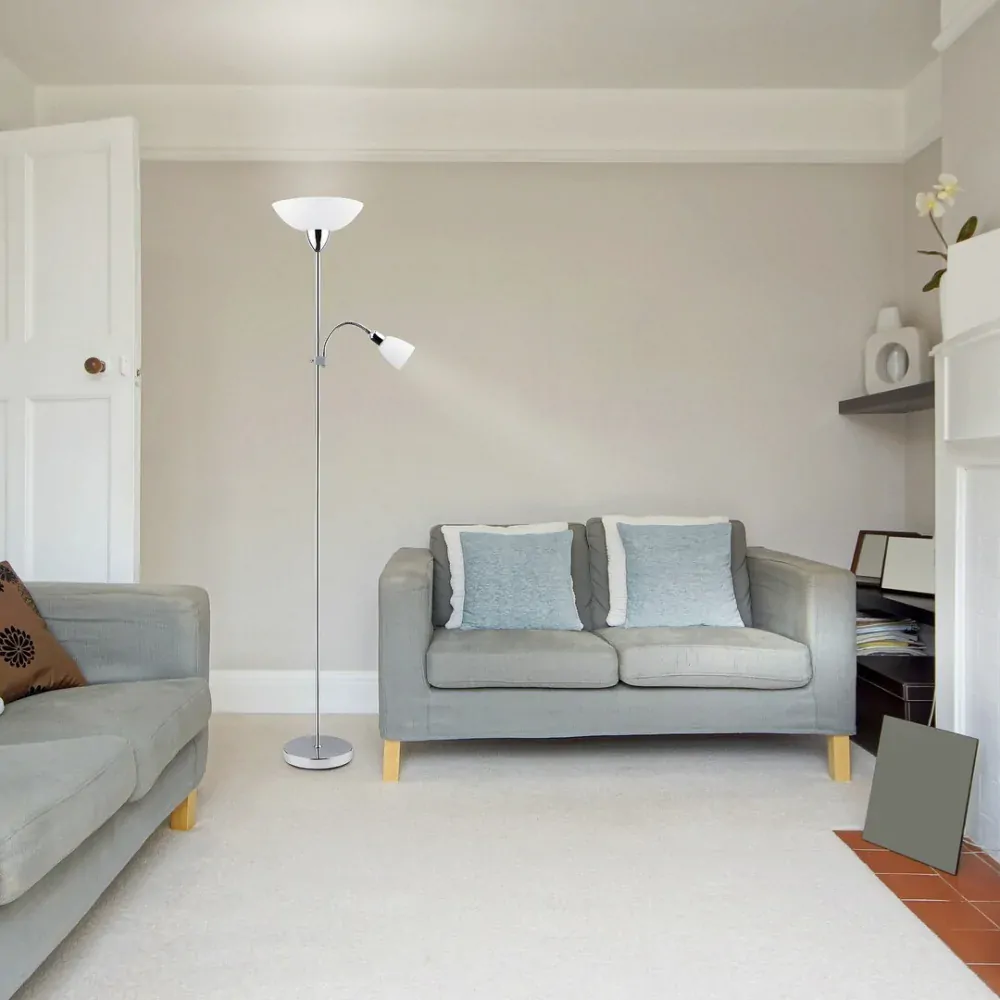 DIANA stojanová lampa lesklý chróm 1xE27/60W+1xE14/40W