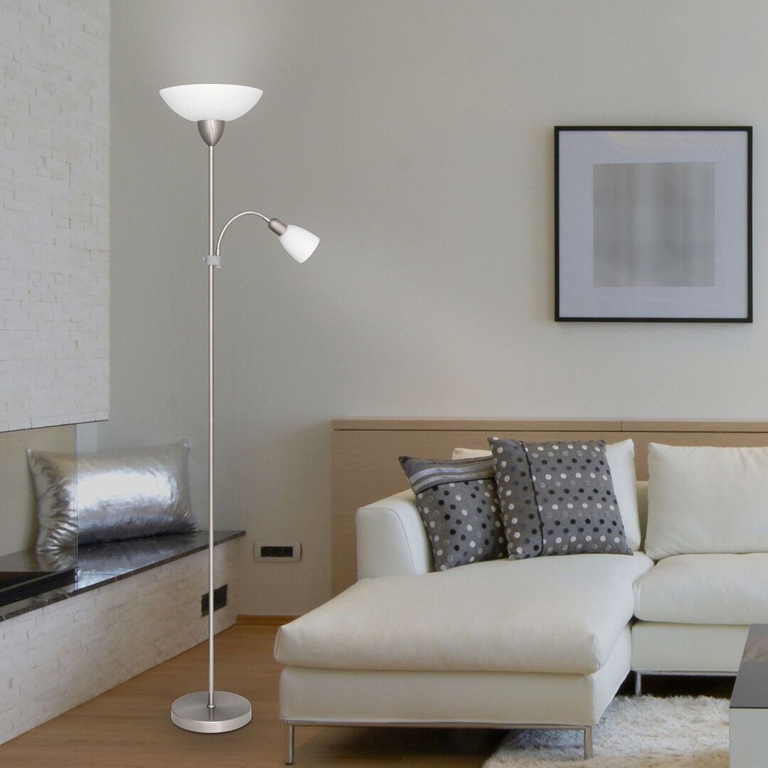 DIANA stojanová lampa matný chróm 1xE27/60W+1xE14/40W