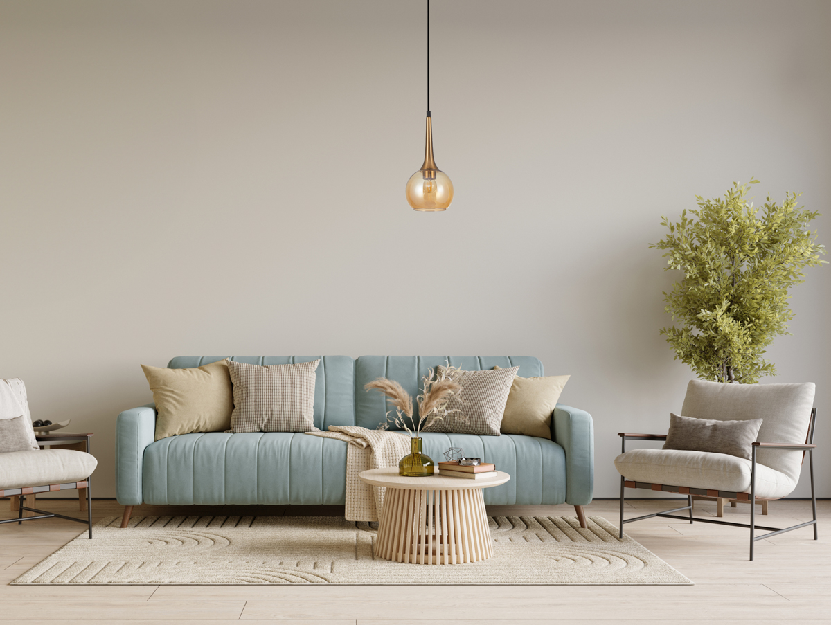 FAVERA visiaci luster jantárový 1xE27/40W, priemer 15cm