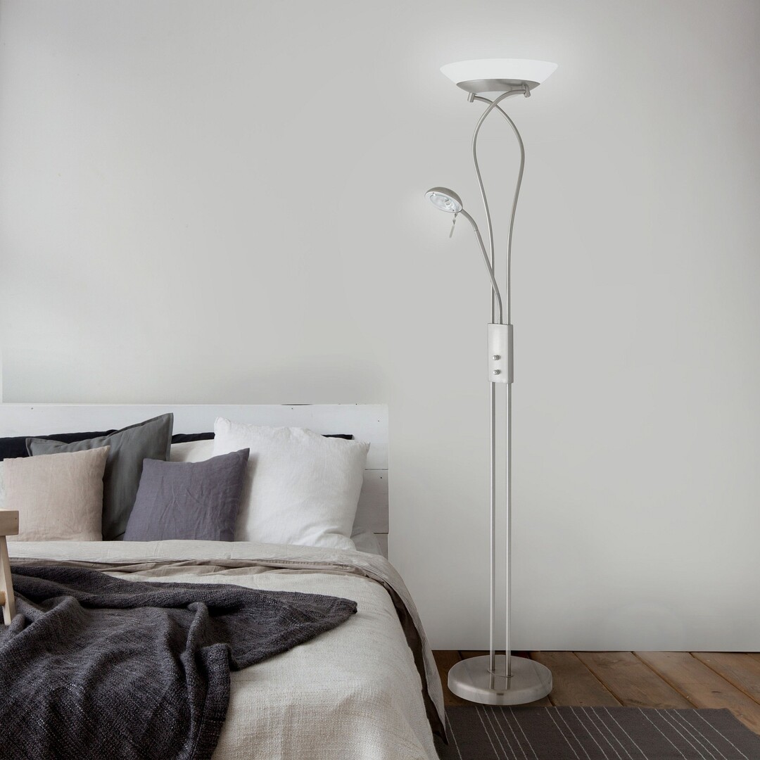 GAMMA stojanová lampa matný chróm so stmievačom 1xR7S/230W + 1xG9/40W, výška: 174cm