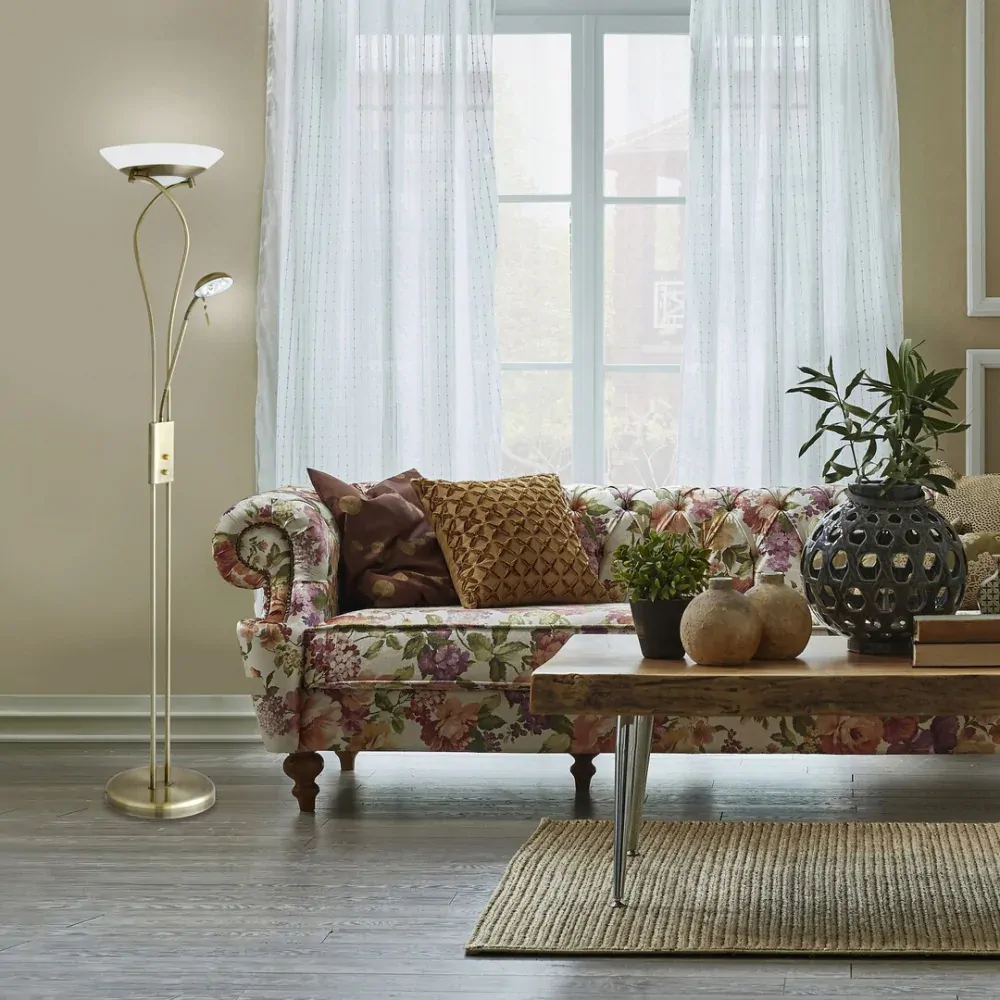 GAMMA stojanová lampa bronzová so stmievačom 1xR7S/230W + 1xG9/40W, výška: 174cm