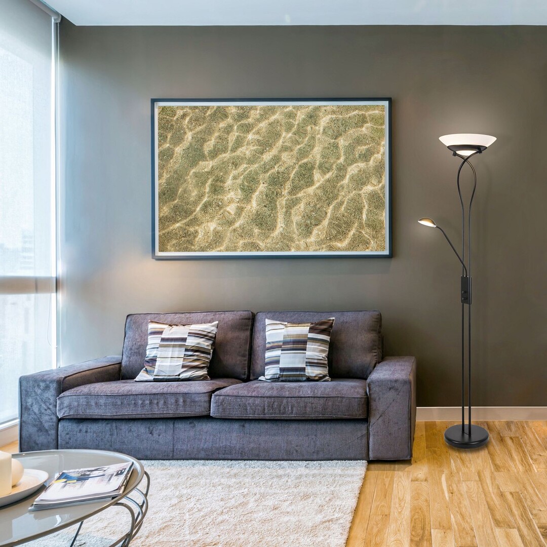 GAMMA TREND stojanová lampa matná čierna 2xE27/15W + 1xG9/40W, výška: 174 m