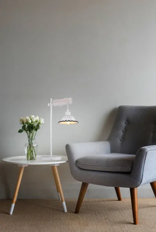 JOWITA stolná lampa kov/drevo/keramika bielo-čierna 1xE27/40W, výška: 55cm