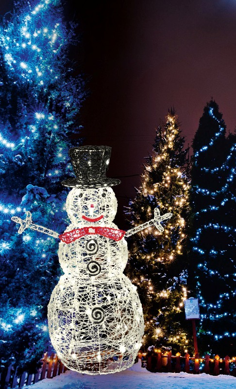 Svietiaca figúrka snehuliak 80LED studená biela/teplá biela, výška: 90cm