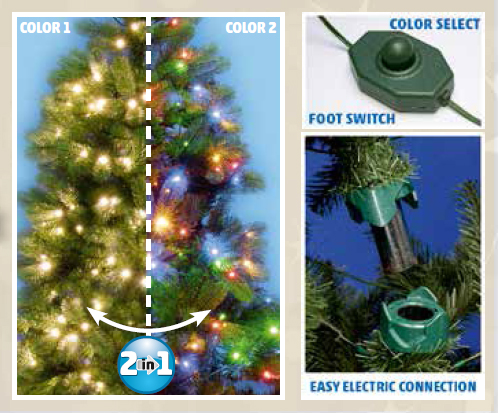 Umelý vianočný stromček so zabudovaným duálnym osvetlením 650LED, výška 240cm