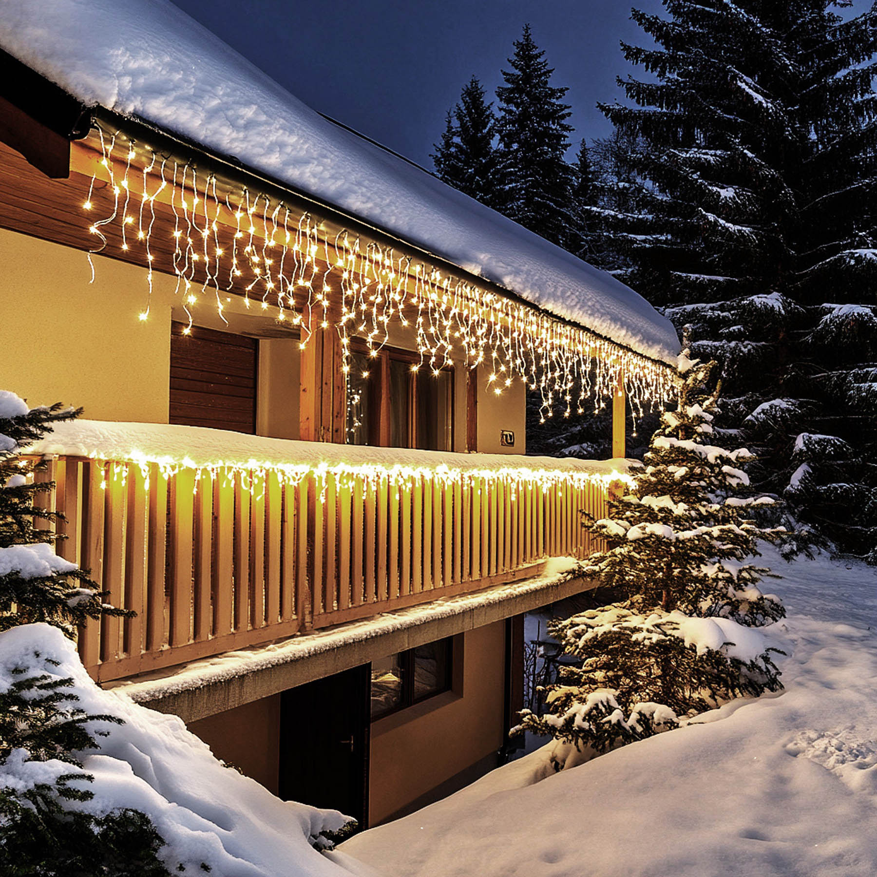 Spájateľný vonkajší záves biely kábel 200LED teplá biela, 4m