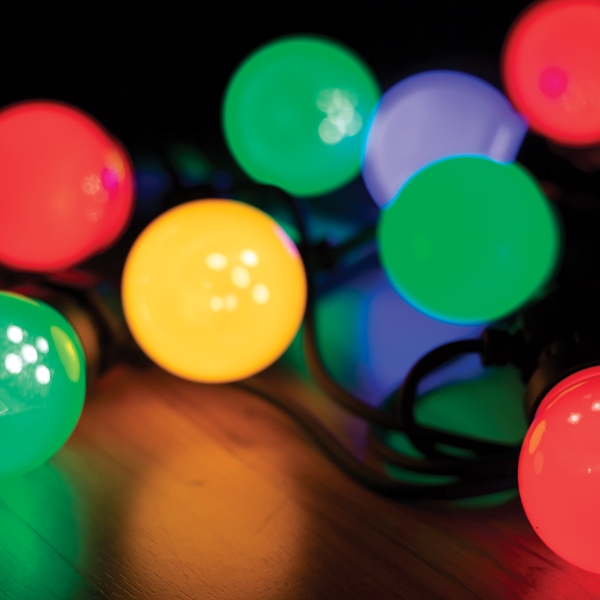 Vonkajšia reťaz plastové gule 30LED farebné, 14,5m