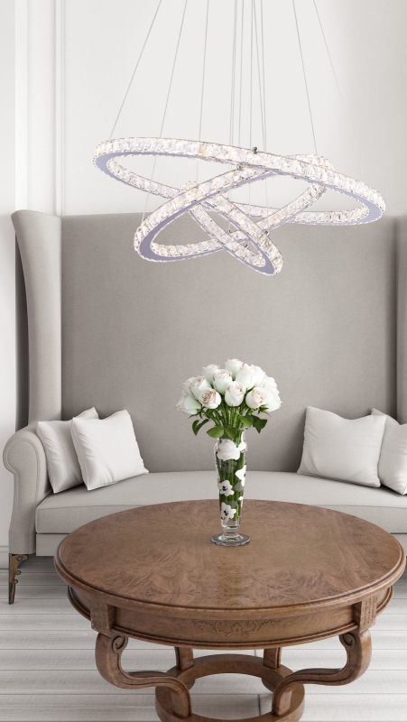 MARILYN krištáľový ledkový luster 3kruhy 1xLED/76W + diaľkové ovládanie