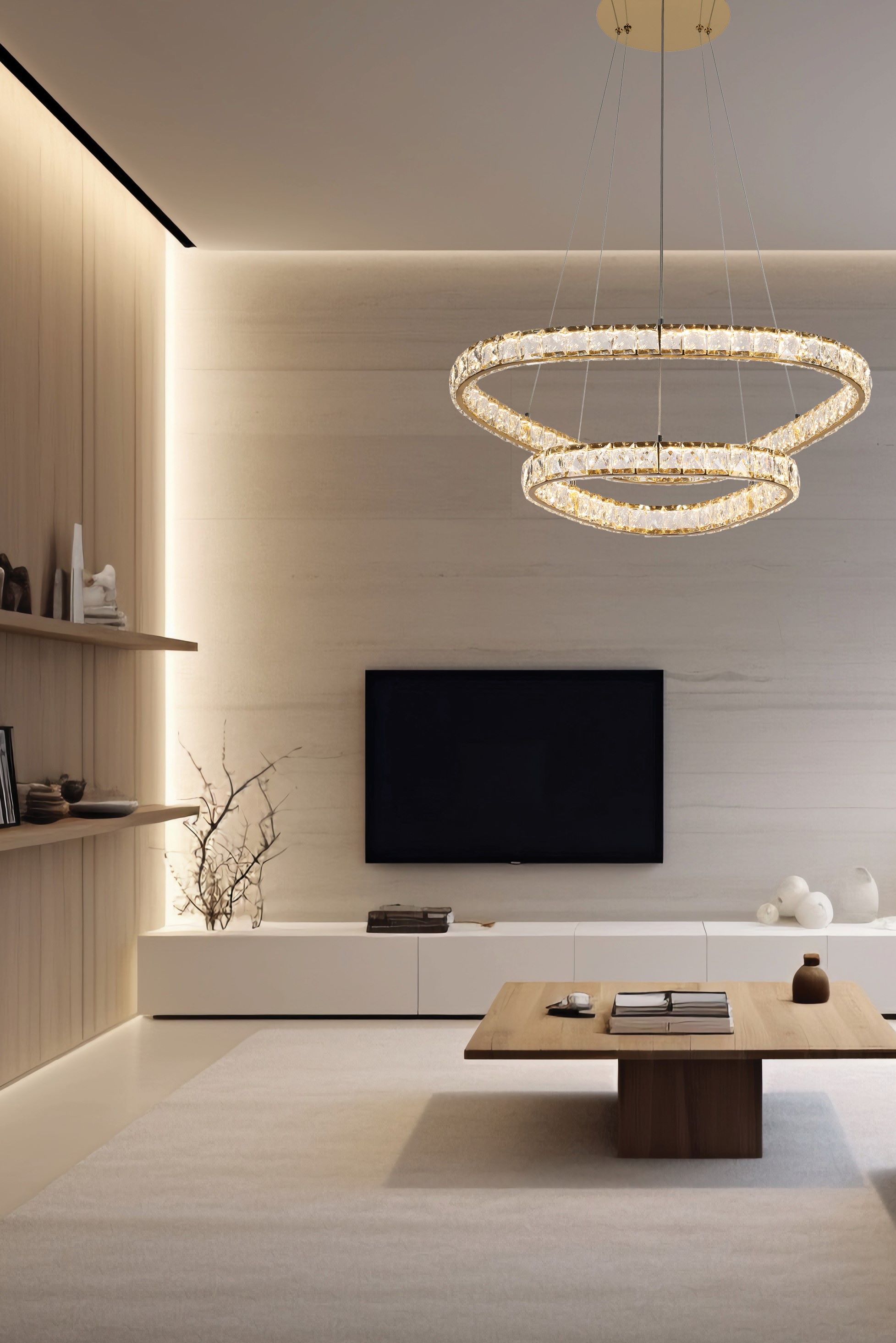 MIST krištáľový závesný luster 1xLED/65W/4000K, priemer 60cm