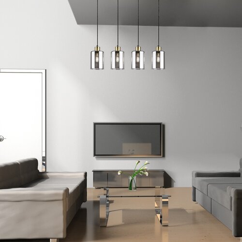 PEREZ závesné svietidlo čierne/dymové sklo 4xE27/40W