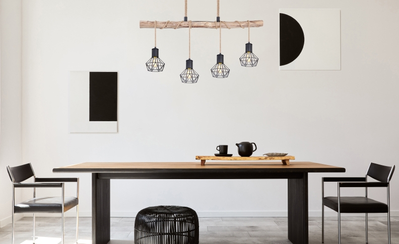 PRISKA visiaci luster kov/drevo 4xE27/60W