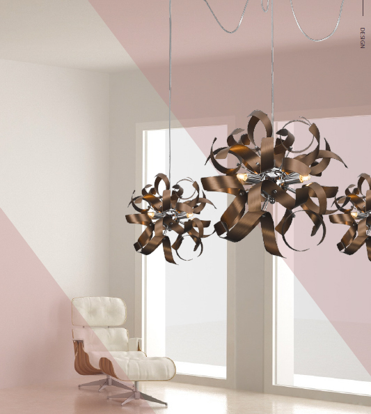 RIBBON visiaci kovový luster kávový 3xG9/33W