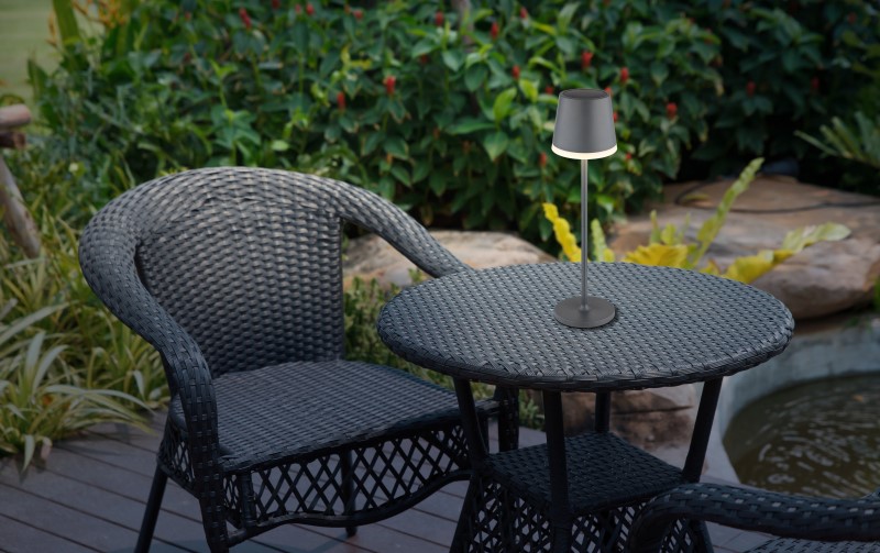 Solárne stolové led svietidlo antracitové 10xLED 0,06W/3V/3000K, IP44