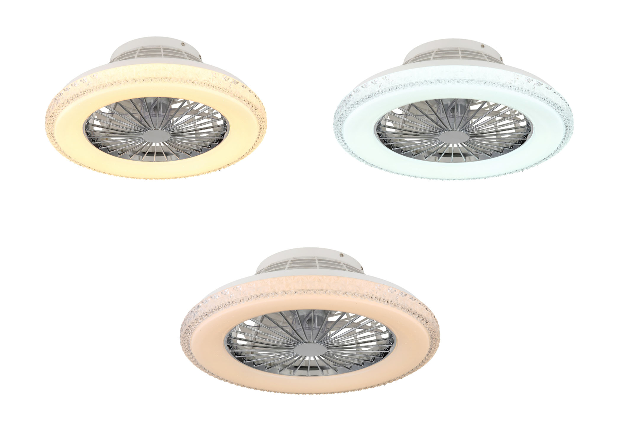 CORUSSO stropný ventilátor chróm so svetlom LED 40W/3000-6500K + diaľkové ovládanie  