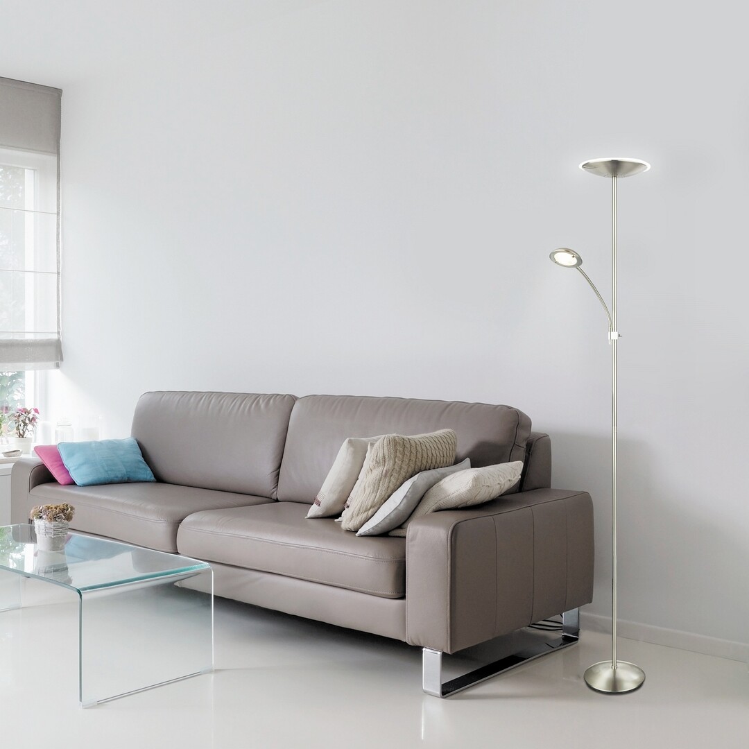 VLASTA ledková stojanová lampa matný chróm 1xLED/18W + 1xLED/5W