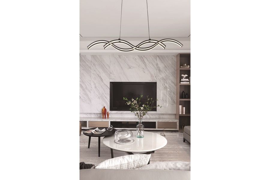 AMIRA závesné svietidlo matné čierne LED 2x24W/3000K-3500K-4000K, priemer: 60cm