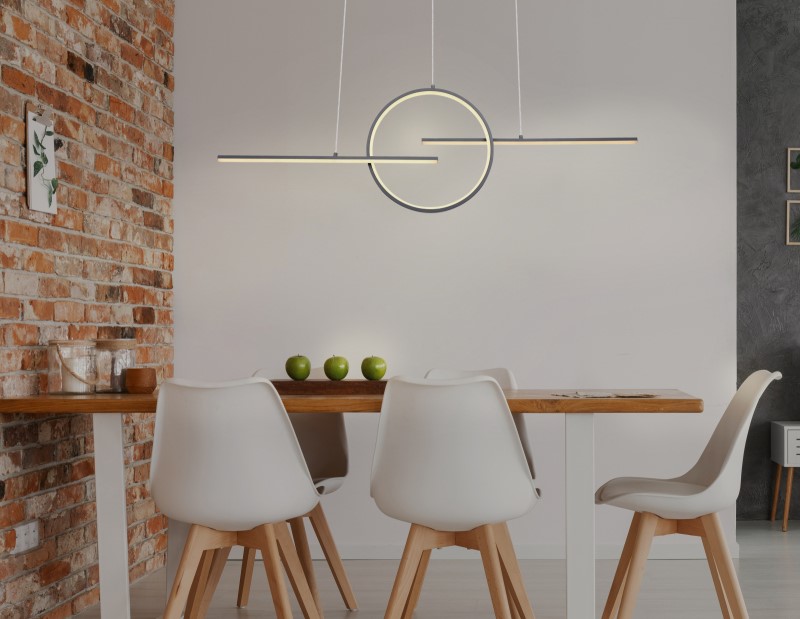 BARRAL visiaci ledkový luster na diaľkové ovládanie grafit 1xLED/50W/CCT 2700-4500-6000K, výška: 150cm