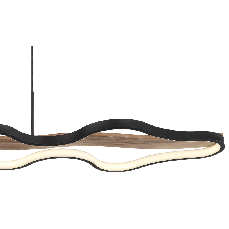 BEZZY visiaci ledkový luster na diaľkové ovládanie čierny/hnedé drevo 1xLED/36W/CCT 2700-4000-6000K, výška: 150cm