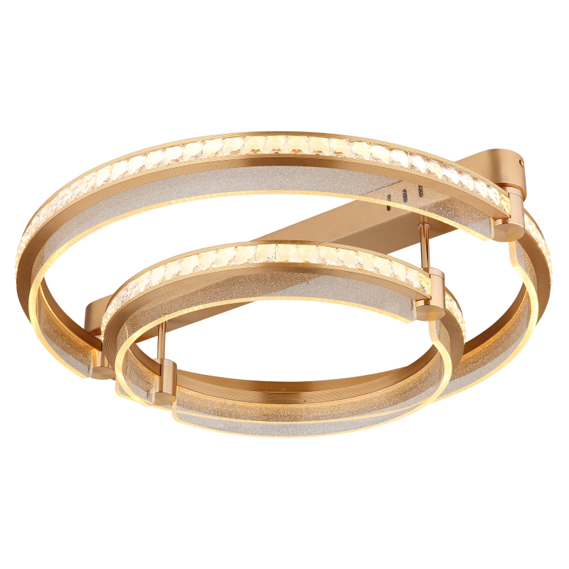 BLONDIE stropný ledkový luster s krištálikmi na diaľkové ovládanie zlatý 1xLED/78W/CCT 2700-4000-6000K, priemer: 60cm